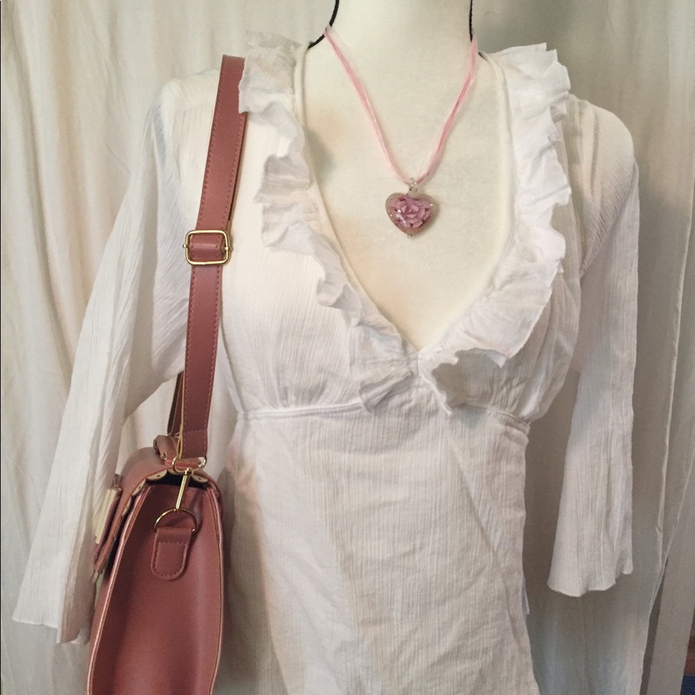 XL White gauze cotton top